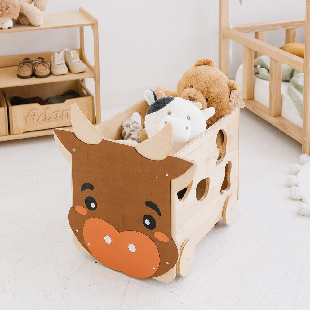 Toys Storage Box - Set of Two Boxes Cows Style, montessori furniture, Baby First Christmas Gift, Nursery farmhouse decor, Toddler playroom