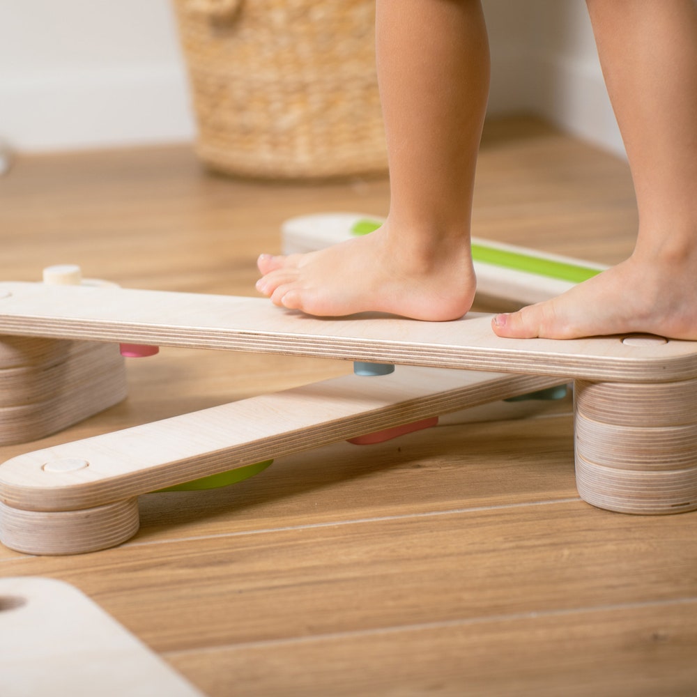Wooden balance beam set from 6, double-sided balance beams, balance toy, Montessori, balance path, gymnastic beam, kids balance board