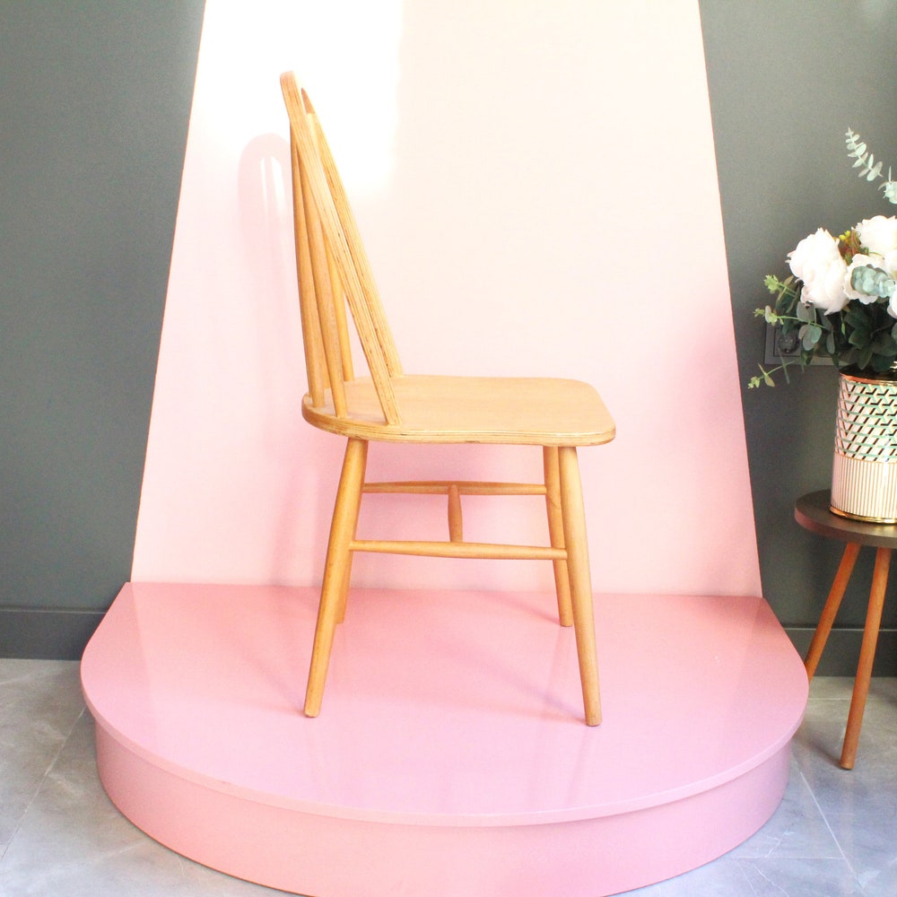 Vintage Dining Chair, Farmhouse Chair, Chic Farmhouse, Vintage Cottage Chair, Massive Chair, Solid Wood Chair, Rustic Design, 70's, 60's