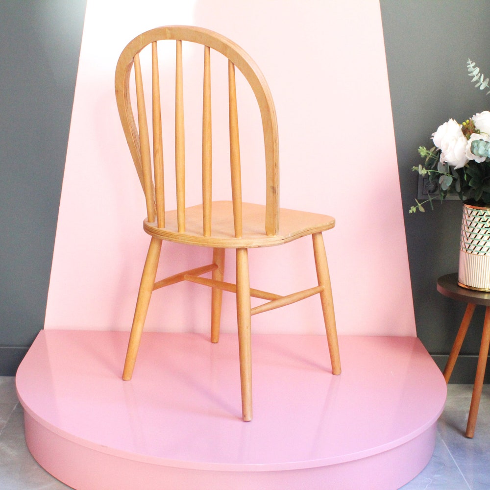 Vintage Dining Chair, Farmhouse Chair, Chic Farmhouse, Vintage Cottage Chair, Massive Chair, Solid Wood Chair, Rustic Design, 70's, 60's