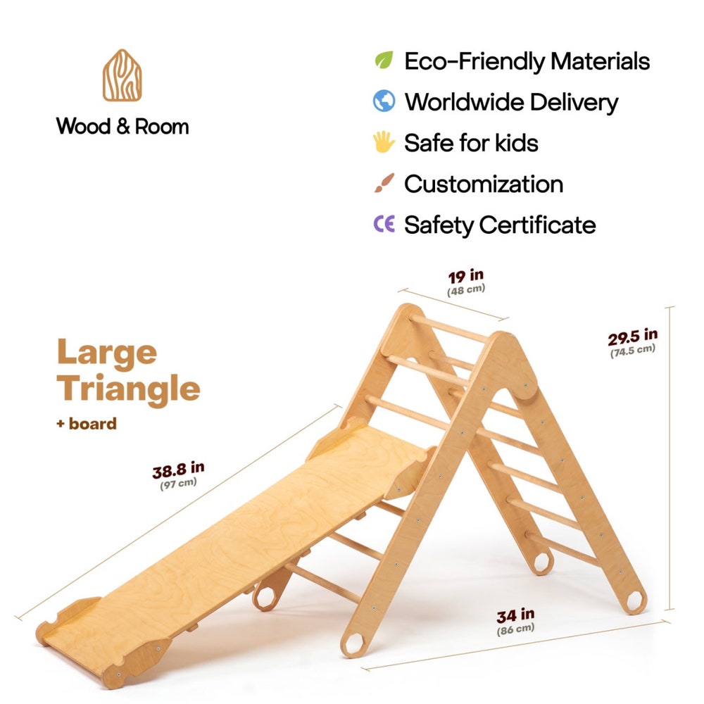 Climbing set for Toddler, Montessori furniture, Climber Arch and pillow, Balance board, Foldable triangle, Indoor playground,First Christmas
