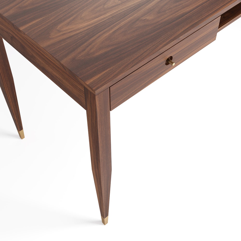 Walnut office desk with two solid walnut drawers and shelf, home office desk, mid century modern, writing desk, solid walnut desk, bureau
