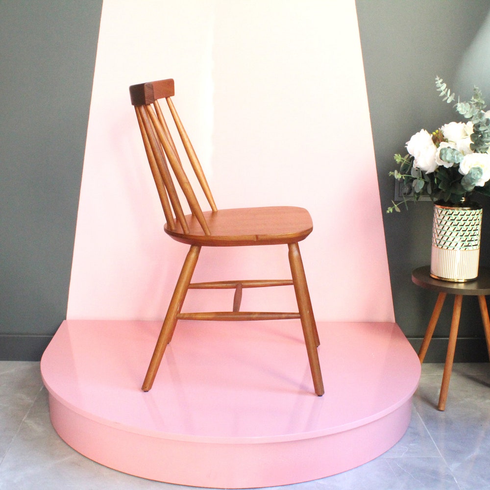 Vintage Dining Chair, Farmhouse Chair, Chic Farmhouse, Vintage Cottage Chair, Massive Chair, Solid Wood Chair, Rustic Design, 70's, 60's
