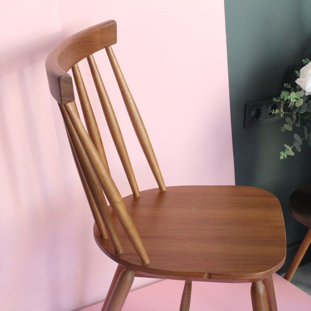 Vintage Dining Chair, Farmhouse Chair, Chic Farmhouse, Vintage Cottage Chair, Massive Chair, Solid Wood Chair, Rustic Design, 70's, 60's