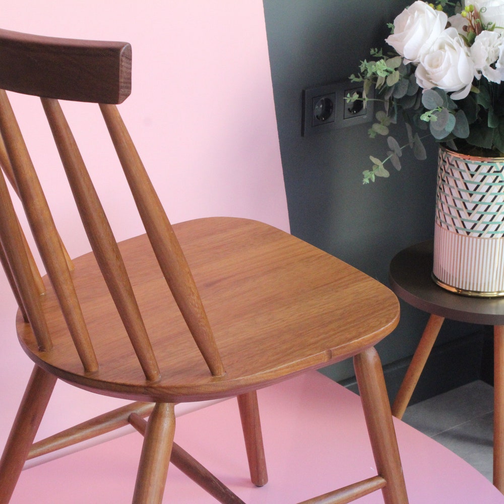 Vintage Dining Chair, Farmhouse Chair, Chic Farmhouse, Vintage Cottage Chair, Massive Chair, Solid Wood Chair, Rustic Design, 70's, 60's