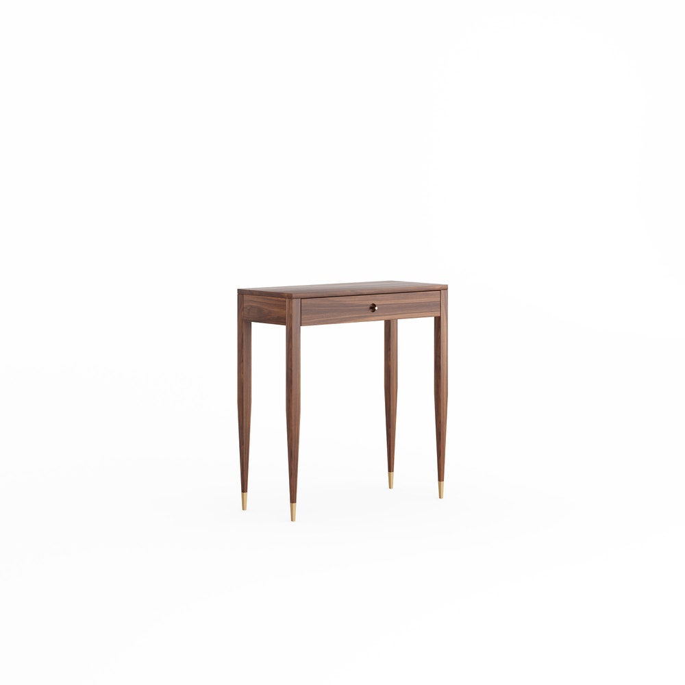 Walnut console table with one drawer and four legs, hallway table, entryway table, dressing table in walnut, vanity table