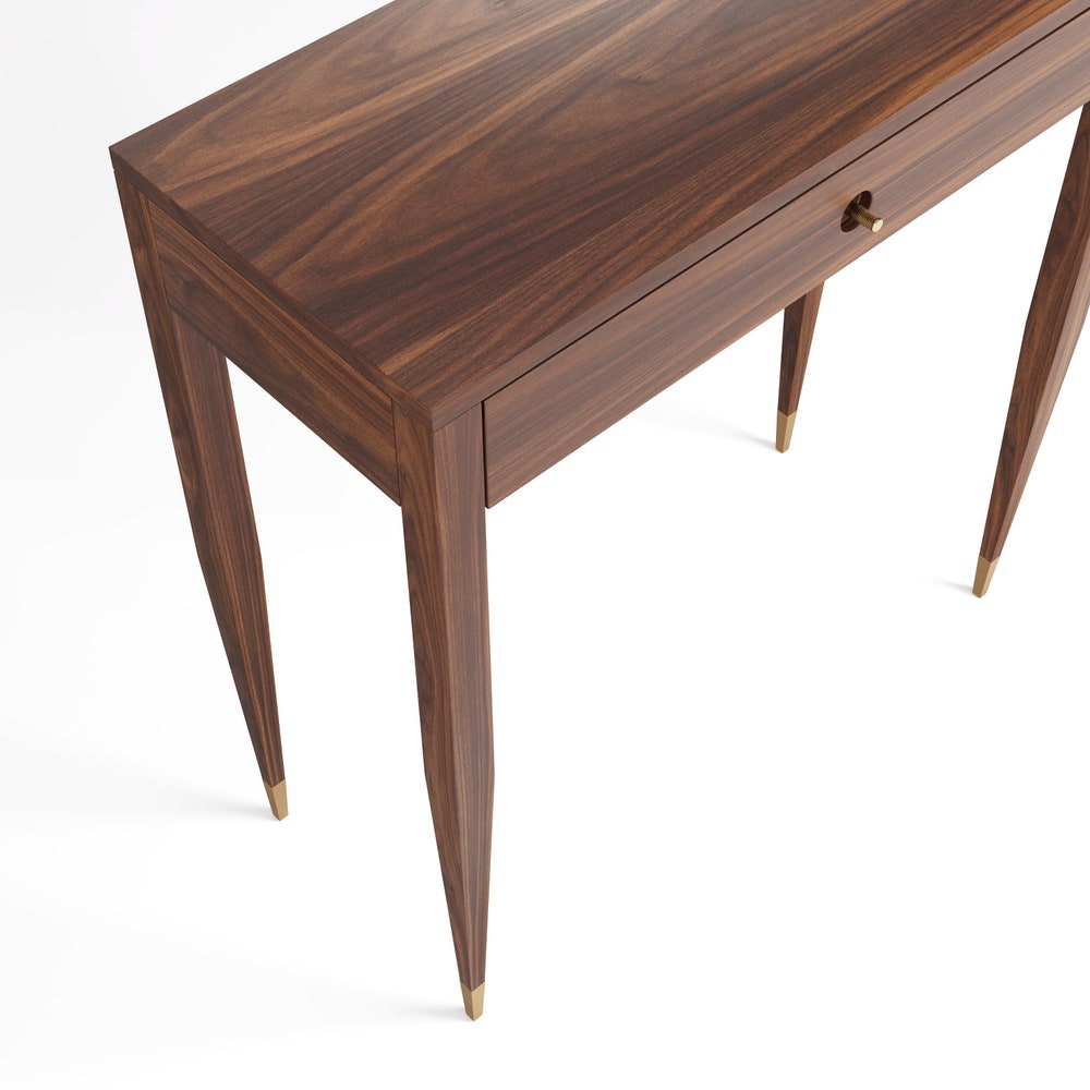Walnut console table with one drawer and four legs, hallway table, entryway table, dressing table in walnut, vanity table