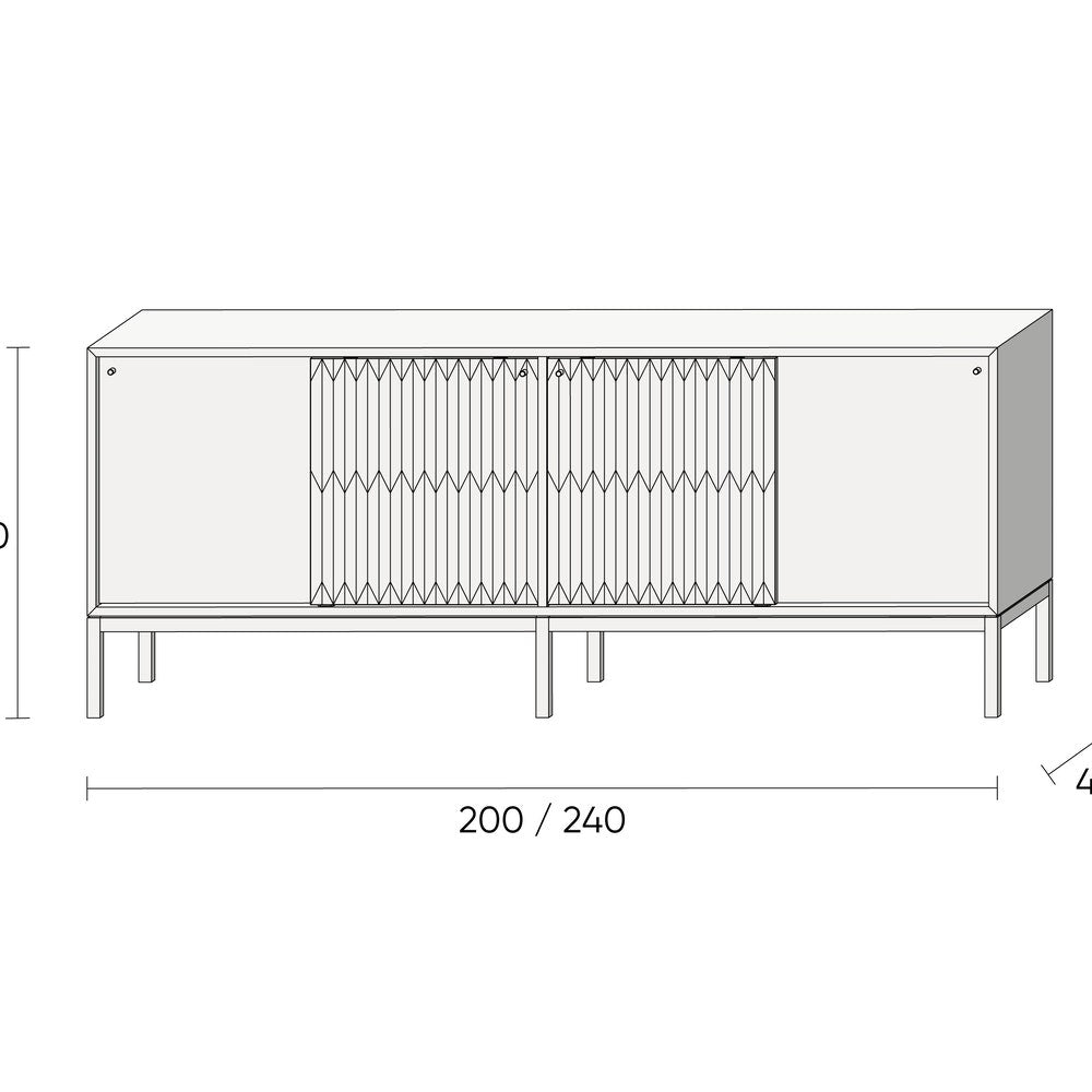 Walnut long sideboard with four inlaid sliding doors in mid century modern style, credenza, dresser, commode, walnut and oak inlay