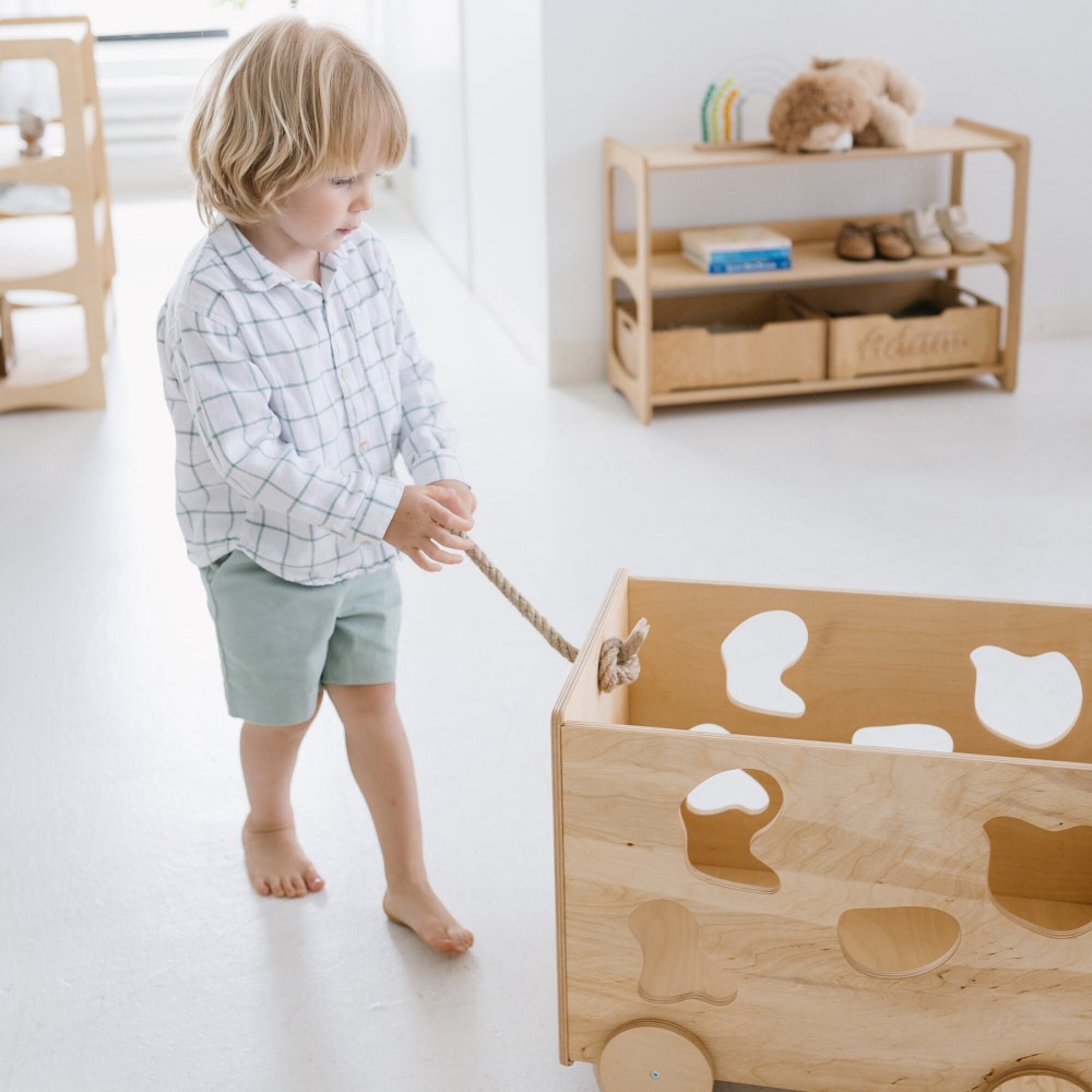 Toys Storage Box - Set of Two Boxes Cows Style, montessori furniture, Baby First Christmas Gift, Nursery farmhouse decor, Toddler playroom