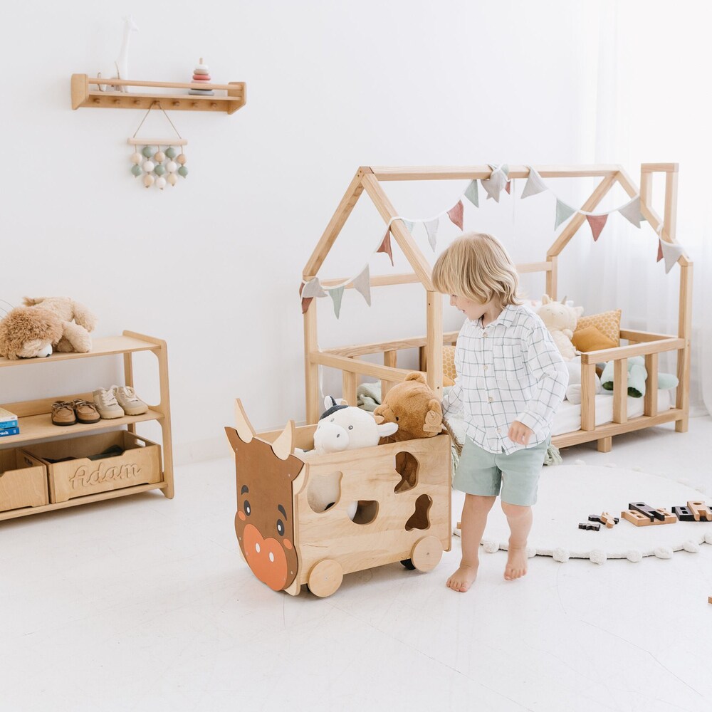 Toys Storage Box - Set of Two Boxes Cows Style, montessori furniture, Baby First Christmas Gift, Nursery farmhouse decor, Toddler playroom