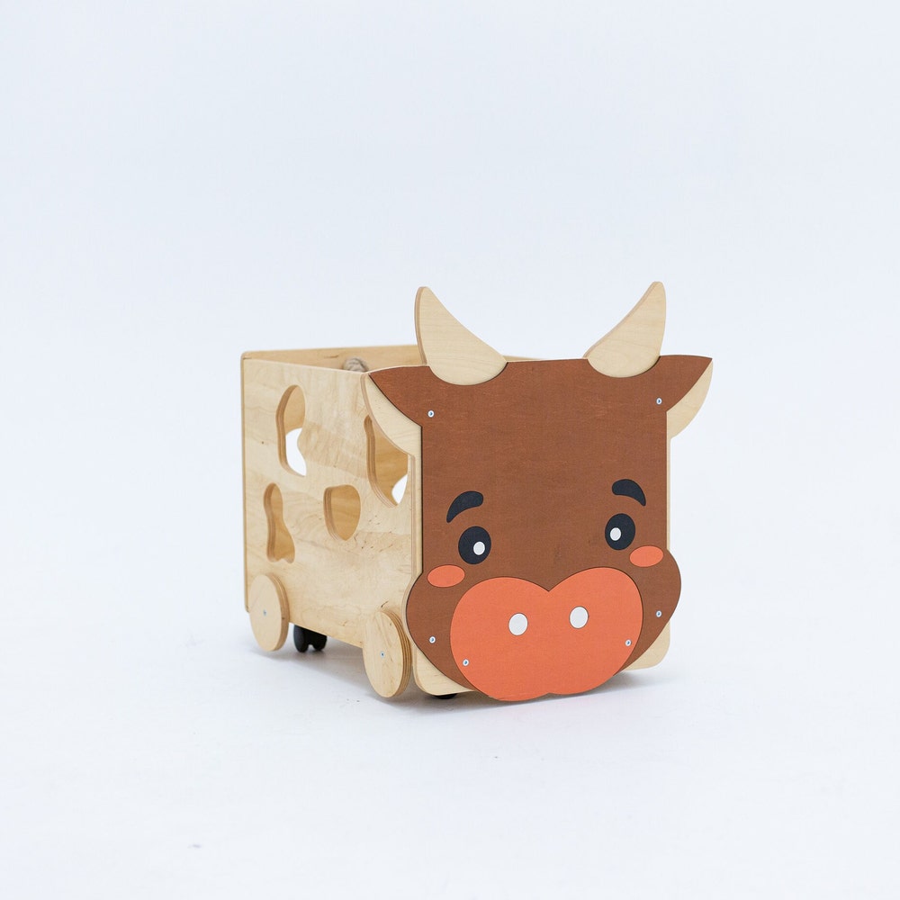 Toys Storage Box - Set of Two Boxes Cows Style, montessori furniture, Baby First Christmas Gift, Nursery farmhouse decor, Toddler playroom
