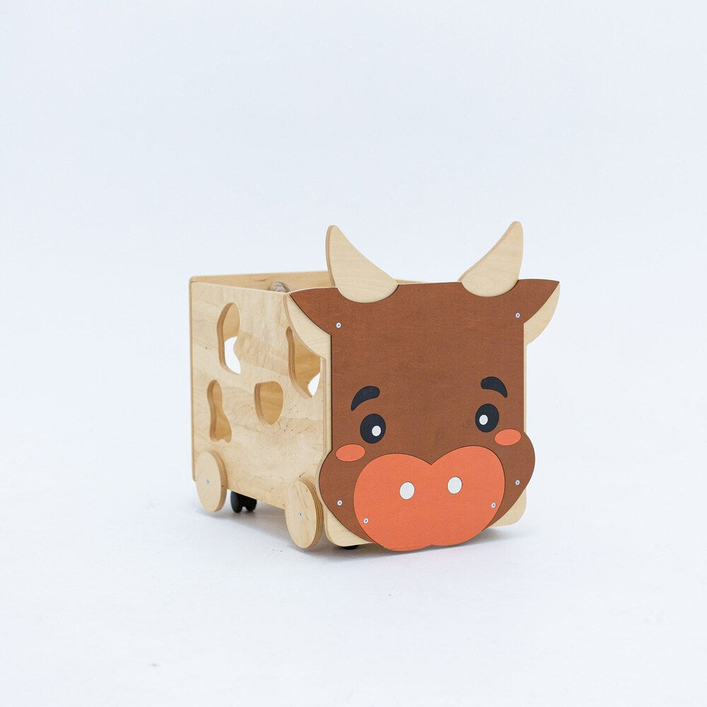 Toys Storage Box - Set of Two Boxes Cows Style, montessori furniture, Baby First Christmas Gift, Nursery farmhouse decor, Toddler playroom