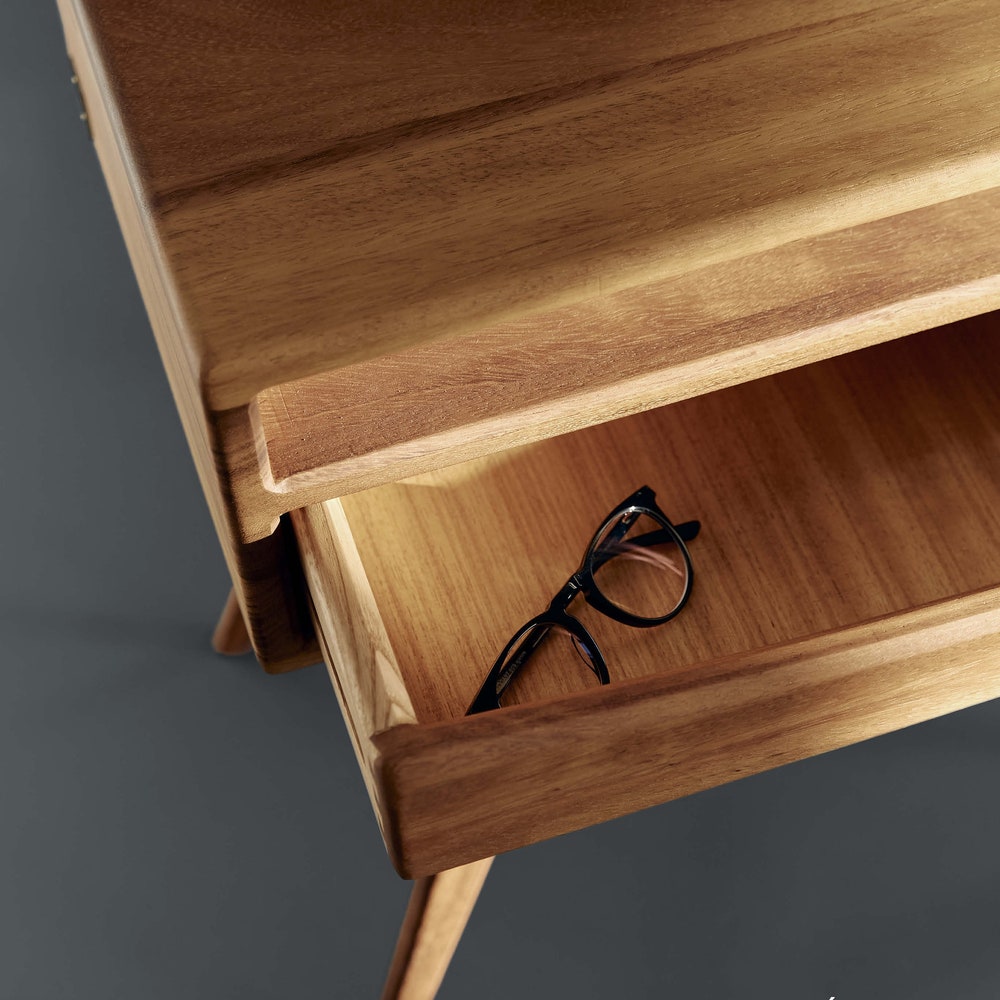 Wooden bedside table with storage Handcrafted wooden nightstand Scandinavian-inspired nightstand with storage Bedroom furniture Contemporary