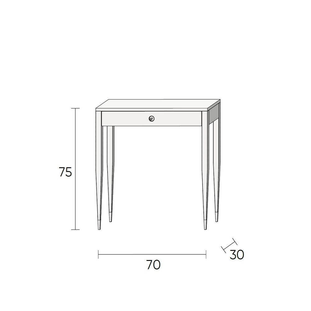 Walnut console table with one drawer and four legs, hallway table, entryway table, dressing table in walnut, vanity table