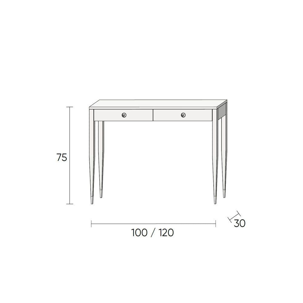 Walnut console table with two drawers and four legs, hallway table, entryway table, dressing table in black walnut, vanity table