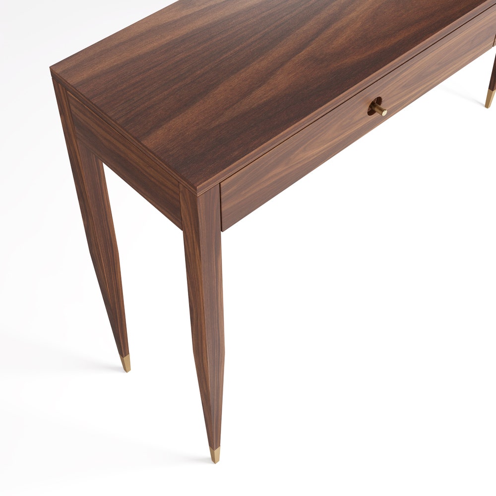 Walnut console table with two drawers and four legs, hallway table, entryway table, dressing table in black walnut, vanity table
