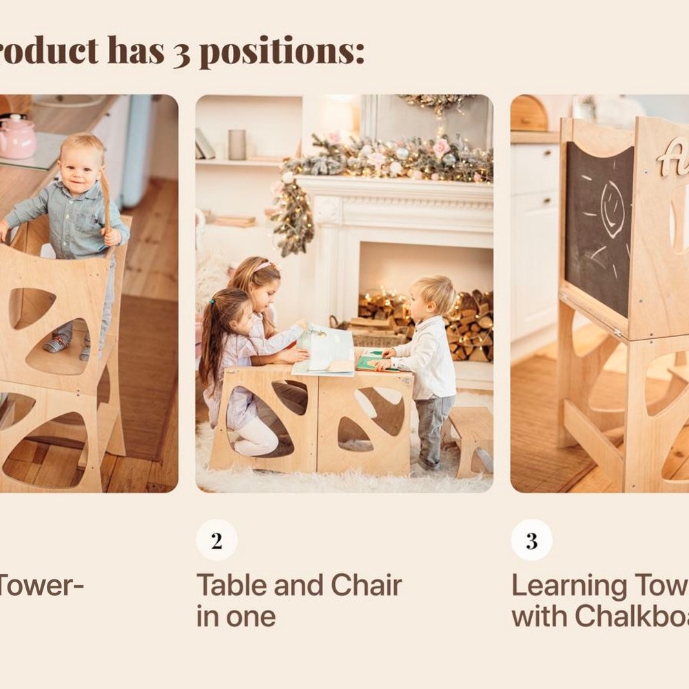 Christmas gift for 1 year old - Montessori Kitchen Tower - Convertible Learning helper - Personalize toddler chair - Montessori furniture