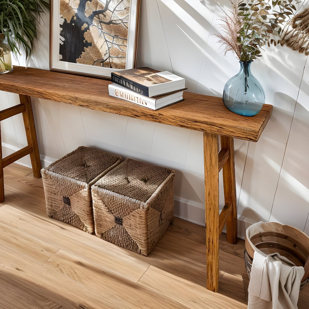 Console Table, Unique Rustic/Reclaimed Wood, Custom Farmhouse Hallway Sofa Entrway Wooden Solid Foyer Dresser Entry Table Gift for Women/Her