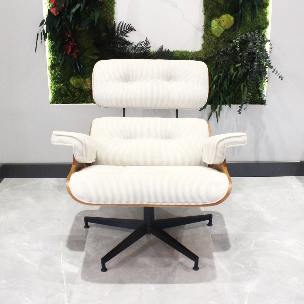 Custom color Classic Chaise Lounge chair with Foot rest Modesto, Eames Puffy Chaise Lounge, holywood chair, Bent wood Armchair