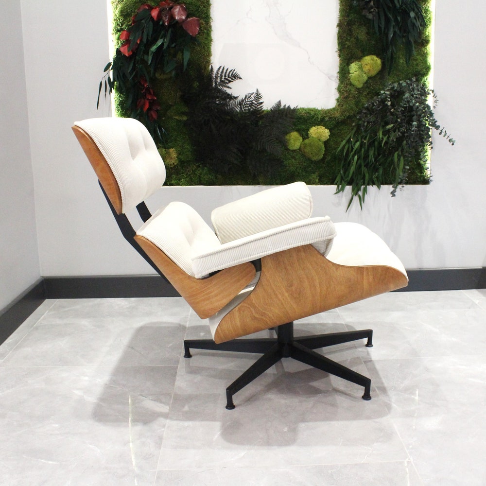 Custom color Classic Chaise Lounge chair with Foot rest Modesto, Eames Puffy Chaise Lounge, holywood chair, Bent wood Armchair