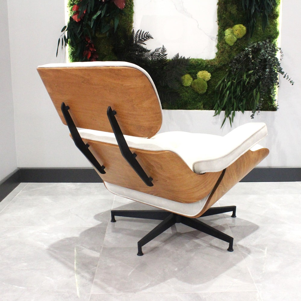 Custom color Classic Chaise Lounge chair with Foot rest Modesto, Eames Puffy Chaise Lounge, holywood chair, Bent wood Armchair