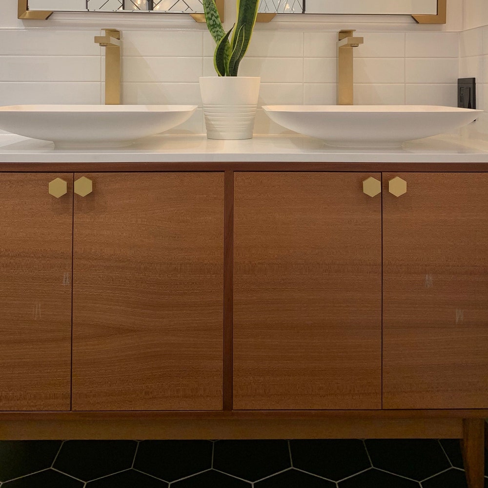 60" Mid Century Bathroom Vanity Cabinet - Dual Sink, 4 Door, No Drawers - Customize to Your Unique Style - For  Home Build or Remodel