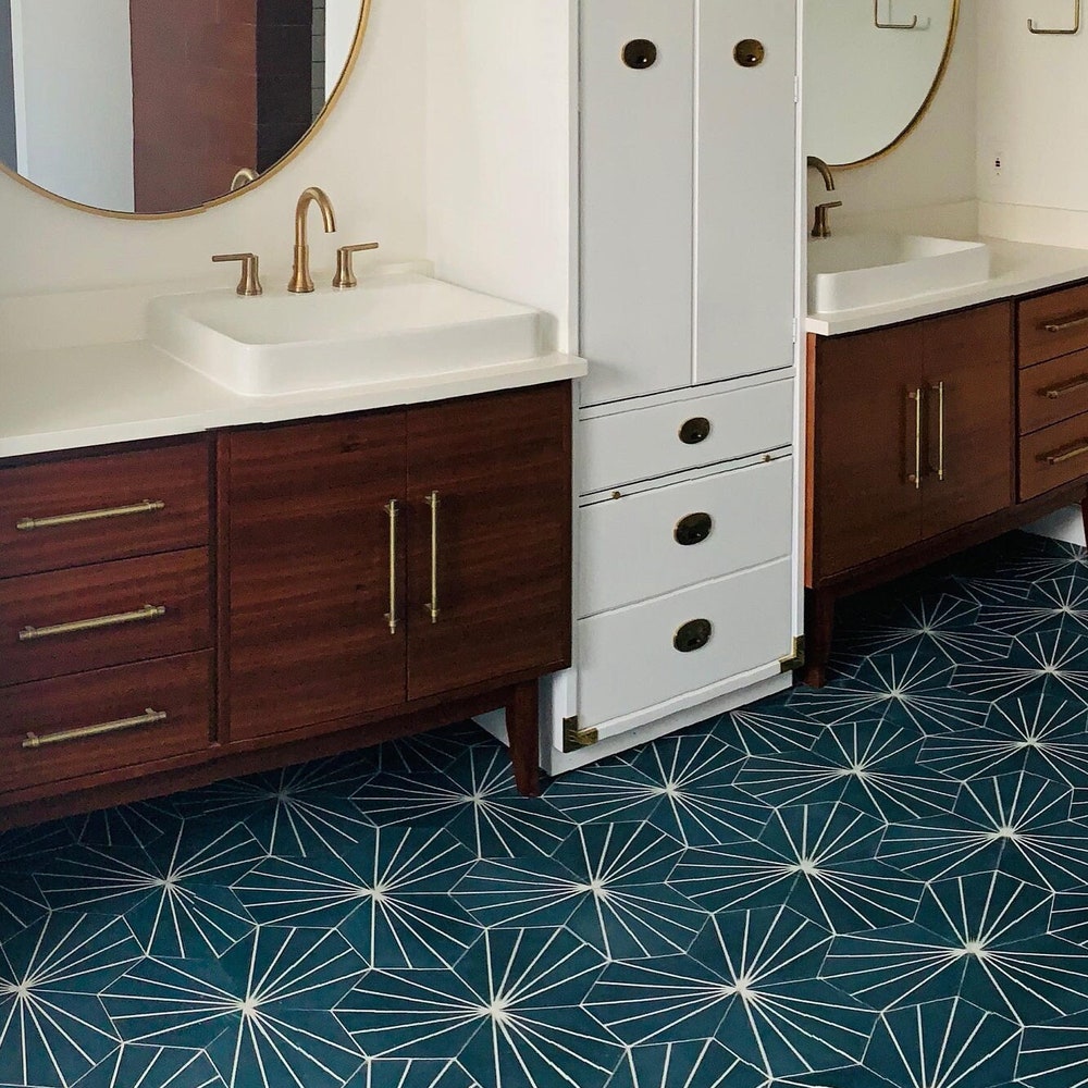 52" Mid Century Bathroom Vanity Cabinet - Left Offset Single Sink, 2 Doors, 3 Drawers - Customize to Your Unique Style