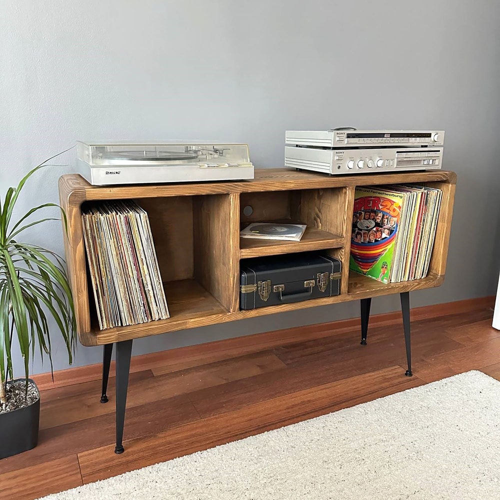 Solid Wood Record Player Stand/Record cabinet/console table/Player Stand