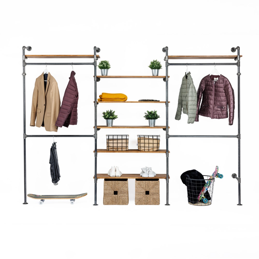 8 in 1 Frame variation Wall Rack, Clothing Rack, Retail Fixture, Garment Rack, Industrial Floating Shelves, Clothing Rack Garment Rack