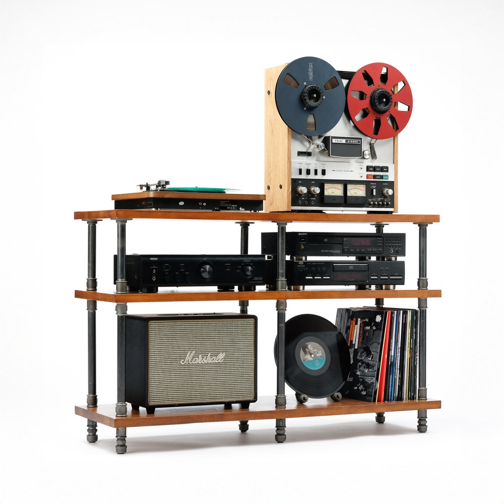 3 in 1 Registered design stand, 3 Tier Industrial Pipe Stand, Record player stand, Vinyl record storage, Audiophile rack, Record player