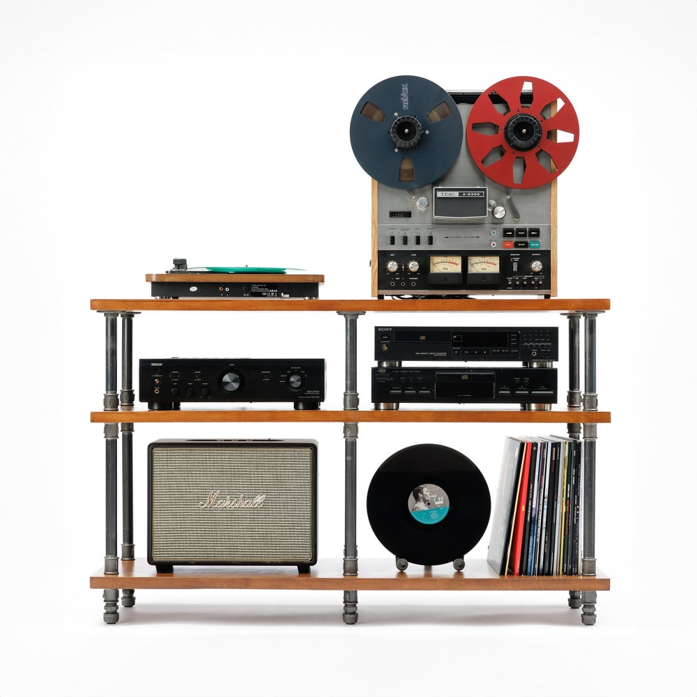 3 in 1 Registered design stand, 3 Tier Industrial Pipe Stand, Record player stand, Vinyl record storage, Audiophile rack, Record player