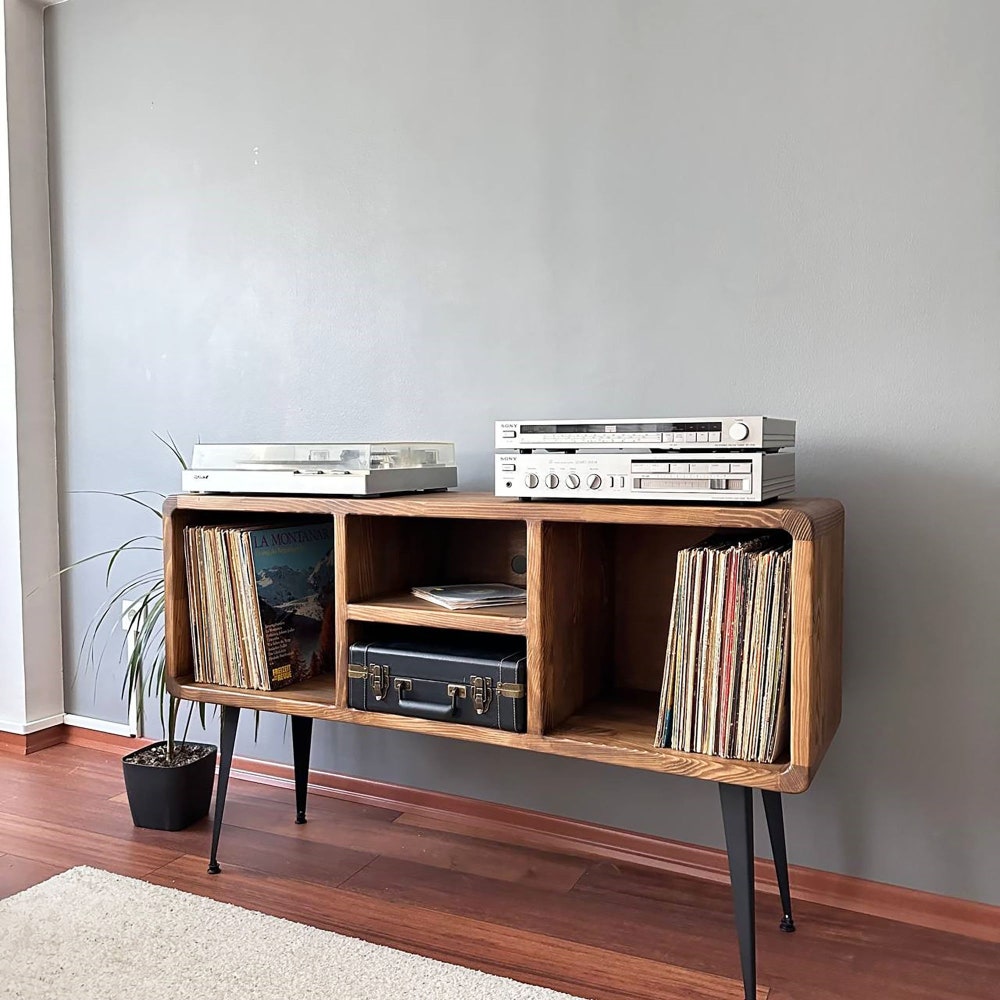 Solid Wood Record Player Stand/Record cabinet/console table/Player Stand