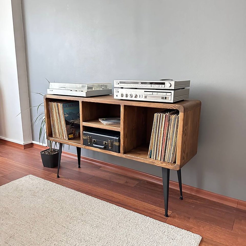 Solid Wood Record Player Stand/Record cabinet/console table/Player Stand