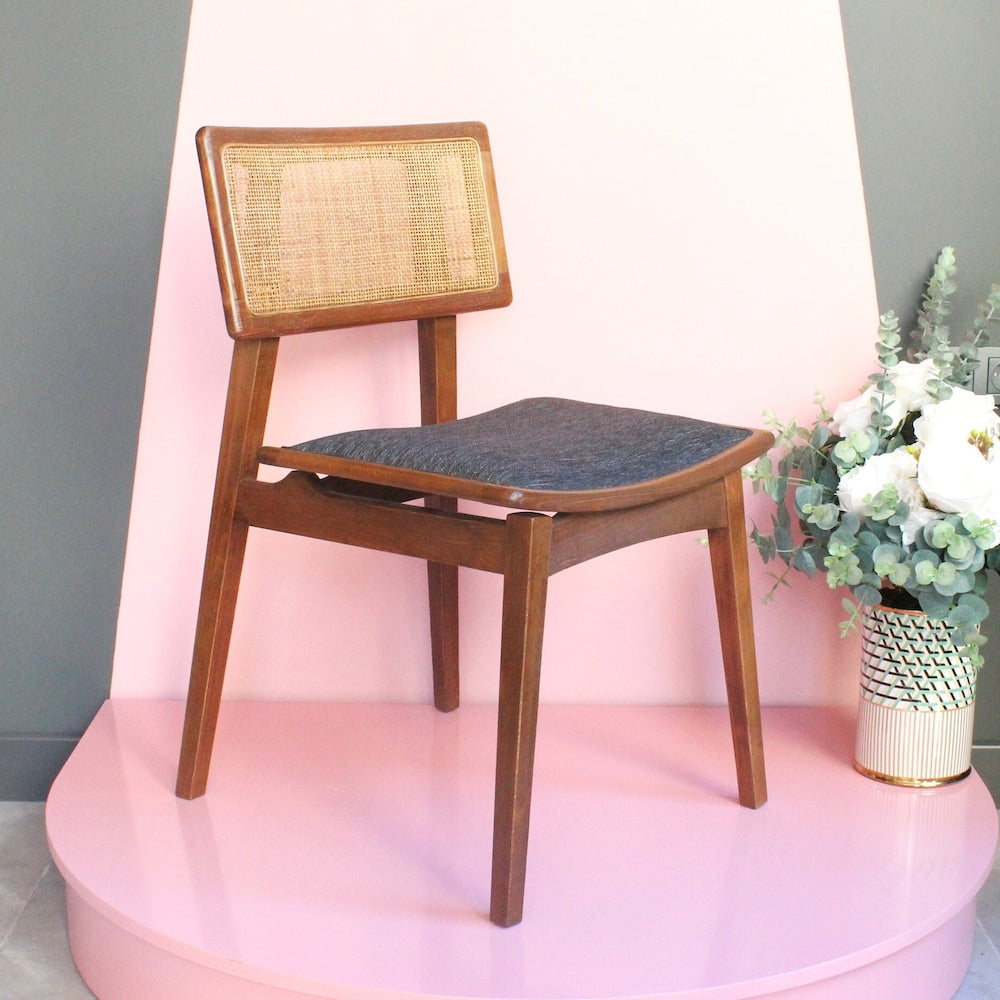 Wooden rattan dining chair, made of hornbeam wood, handmade, special color and fabric options are available.