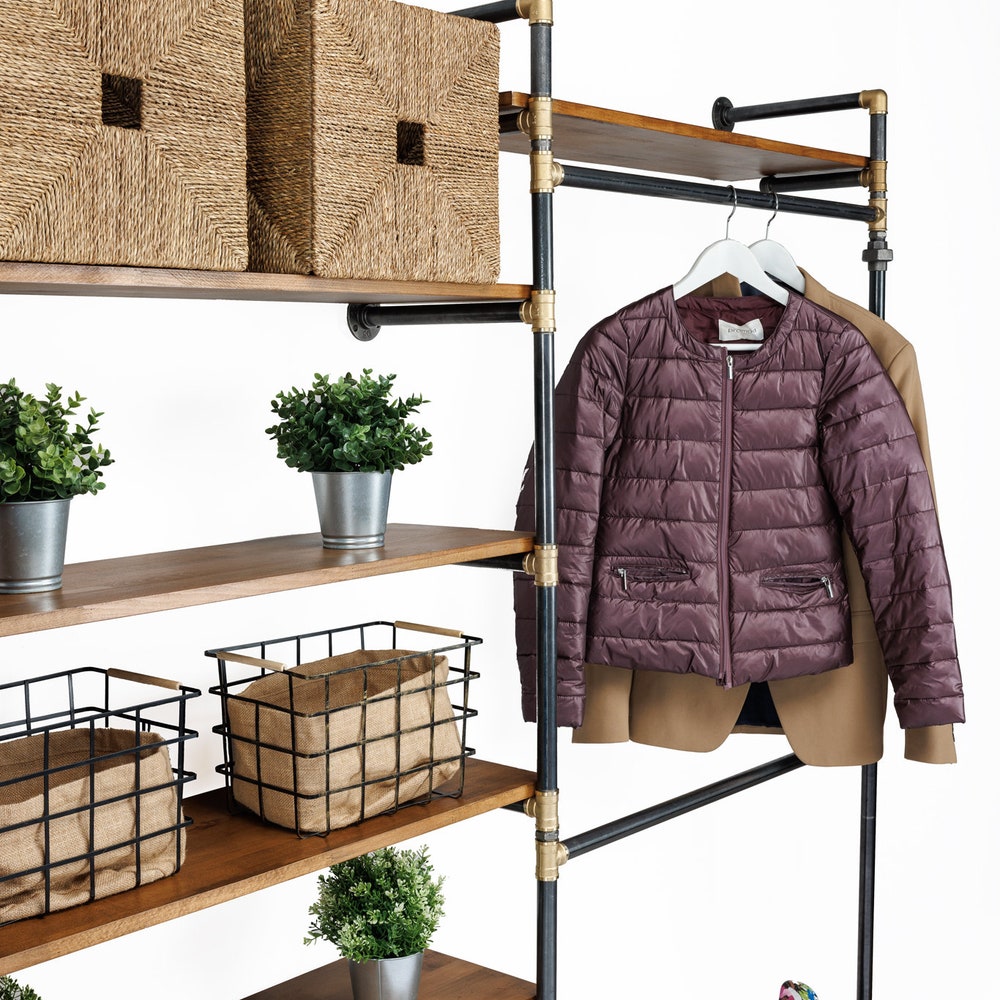 8 in 1 Frame variation Wall Rack, Clothing Rack, Retail Fixture, Garment Rack, Industrial Floating Shelves, Clothing Rack Garment Rack