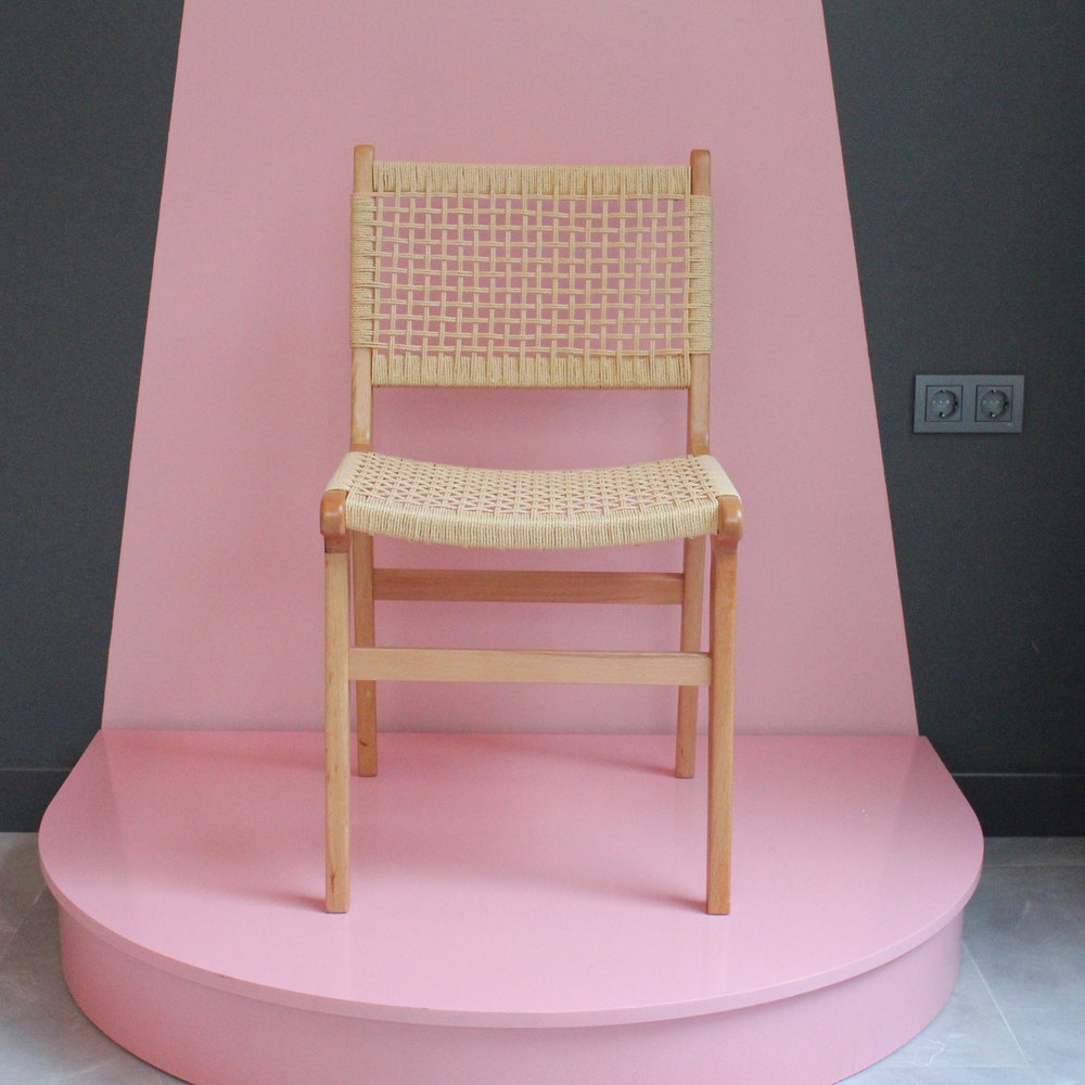 Rope weave Mid-Century Modern, Dining chair, Kitchen, Living room, Wood, Wicker, Office Chair, Home decoration, Interior design