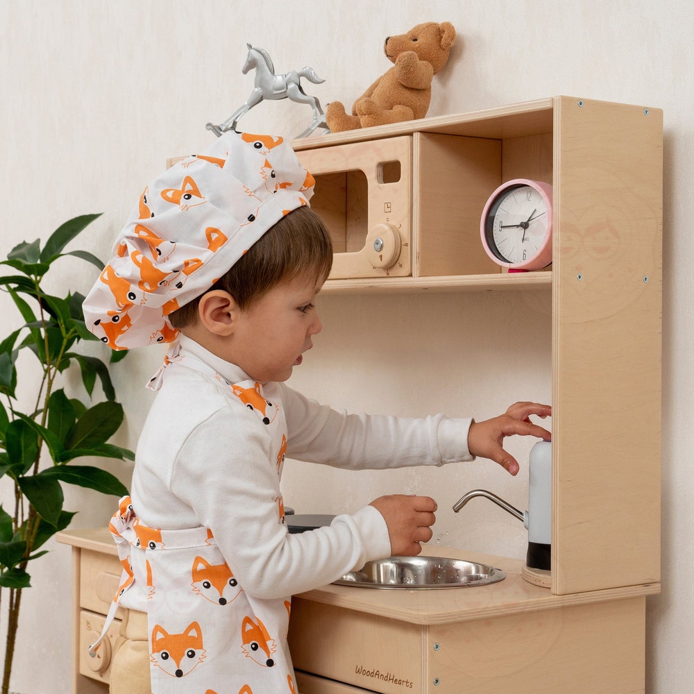 Wooden Toy Kitchen for boys and girls, Play Kitchen for Kids, Preschool playing set, Kitchen Pretend Play for Toddler, Montessori furniture