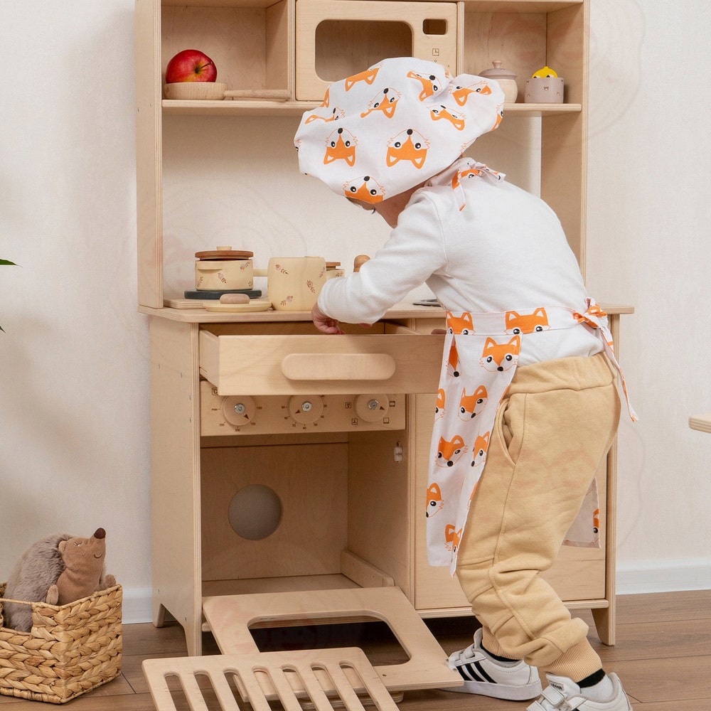 Wooden Play Kitchen for Kids, Toy Kitchen, Kitchen Pretend Play for Toddler, Montessori Eco Toy