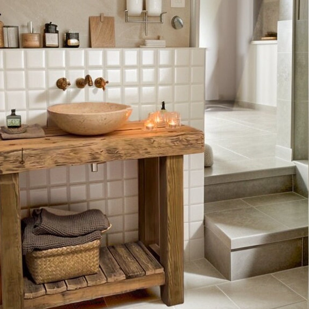 Bathroom Rustic Vanity, Reclaimed Wood Solid Bathroom Vanity, Live Edge Farmhouse Rustic Wood Decor, Counter Top Wood Table