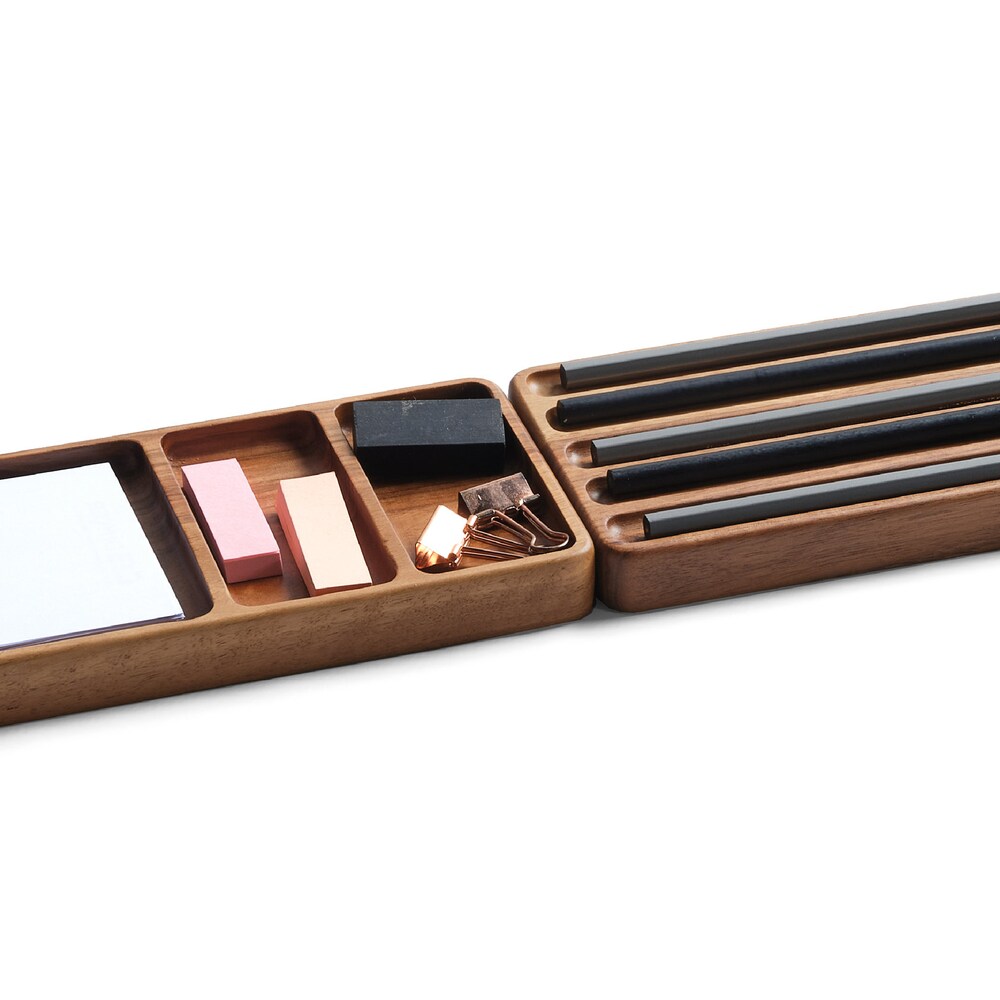 Wooden Desk Organizer Set, Wood Notes Tray, Personalizable Organizer, Minimalist Design