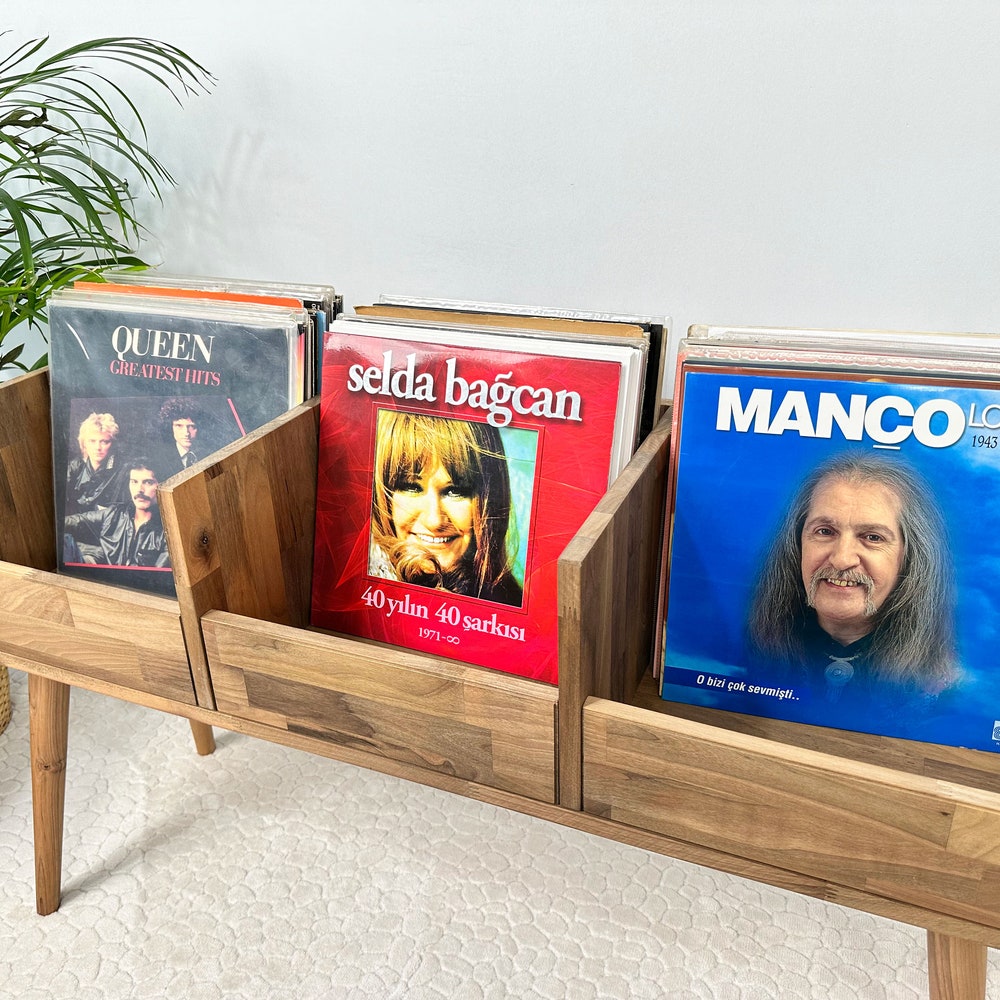 Walnut Vinyl Console, Vinyl Display, Vinyl Holder
