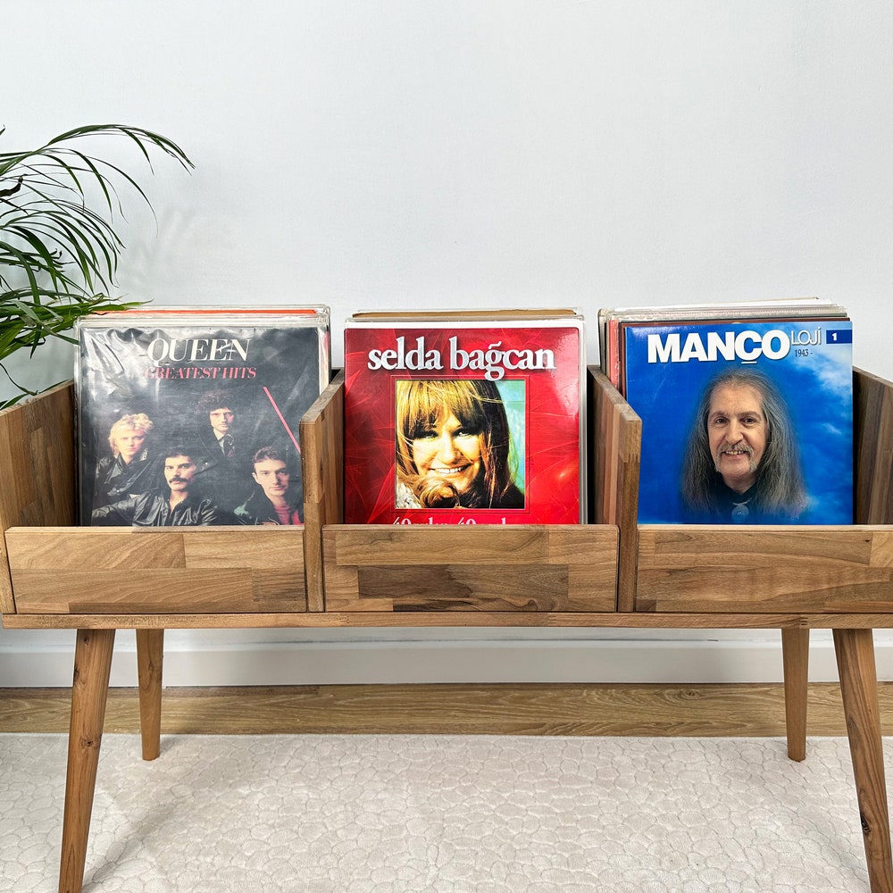 Walnut Vinyl Console, Vinyl Display, Vinyl Holder