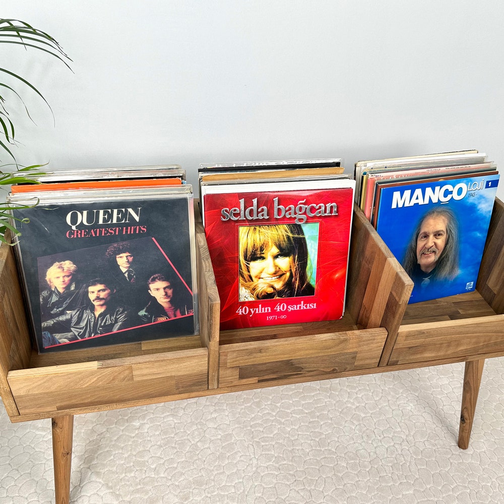 Walnut Vinyl Console, Vinyl Display, Vinyl Holder