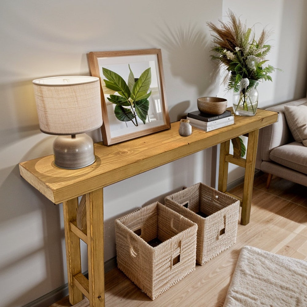 Console Table, Unique Rustic/Reclaimed Wood, Custom Farmhouse Hallway Sofa Entrway Wooden Solid Foyer Dresser Entry Table Gift for Women/Her