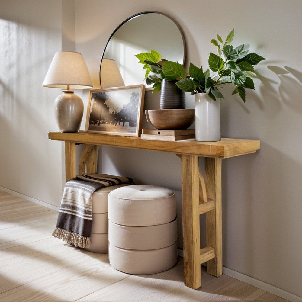 Console Table, Unique Rustic/Reclaimed Wood, Custom Farmhouse Hallway Sofa Entrway Wooden Solid Foyer Dresser Entry Table Gift for Women/Her