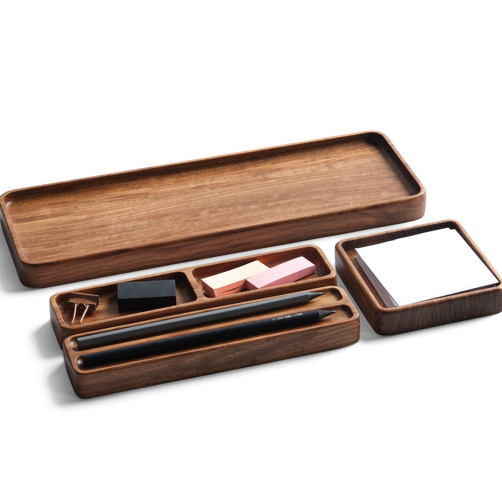 Wood Desk Organizer Set, Organizer for Accessory Storage, Custom & Personalized Organizers, Notes Tray, Gift