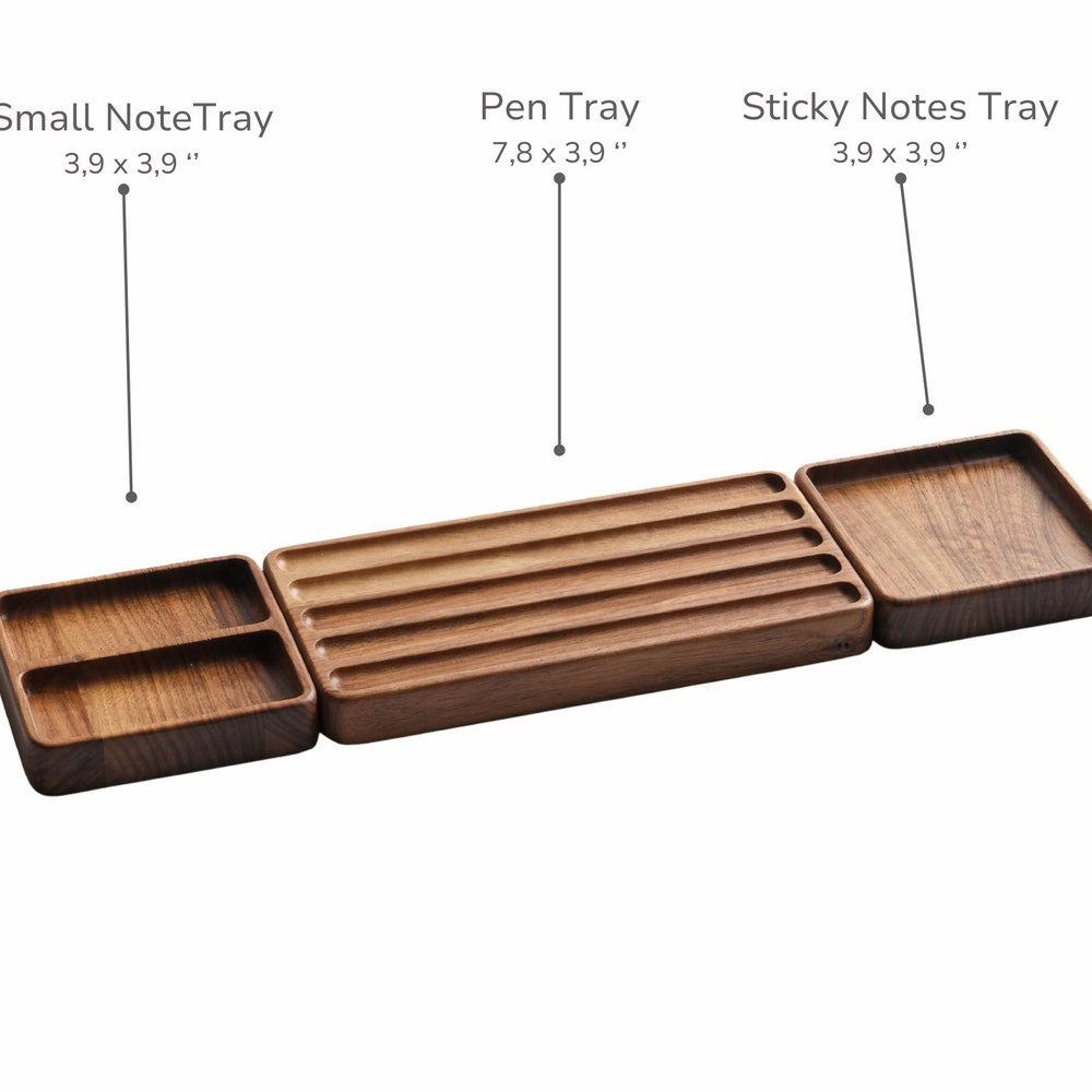 Wood Desk Organizer Set, Pen Holder, Handmade Tray, Custom Gift, Personalized Organizer
