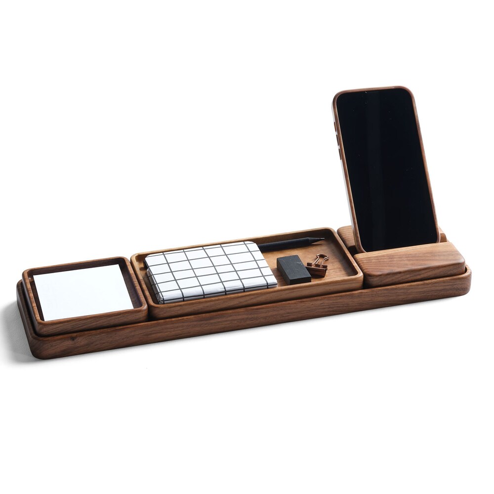 Wooden Desk Organizer Set, Wood Office Accessories, Phone Stand, Minimalist  and Scandinavian Style Wooden Decor, Gift for Mother