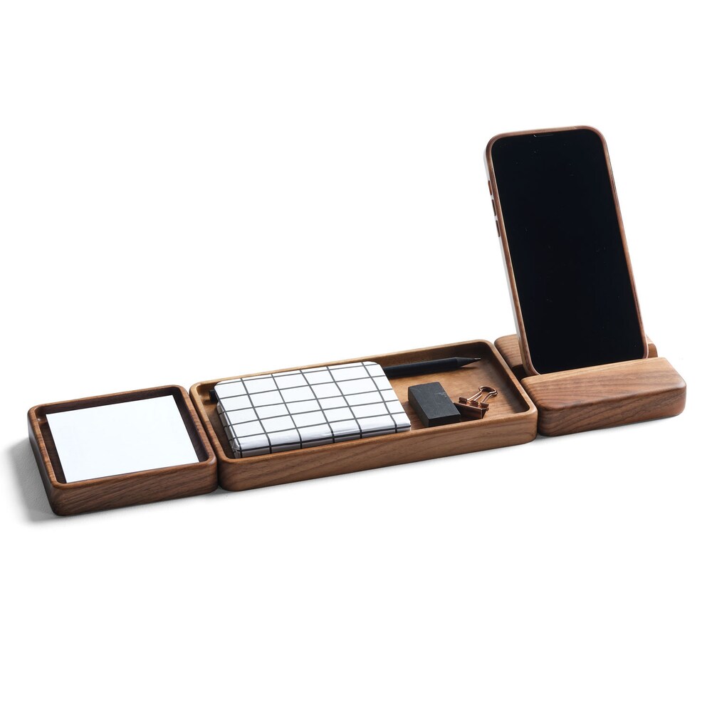 Wooden Desk Organizer Set, Wood Office Accessories, Phone Stand, Minimalist  and Scandinavian Style Wooden Decor, Gift for Mother