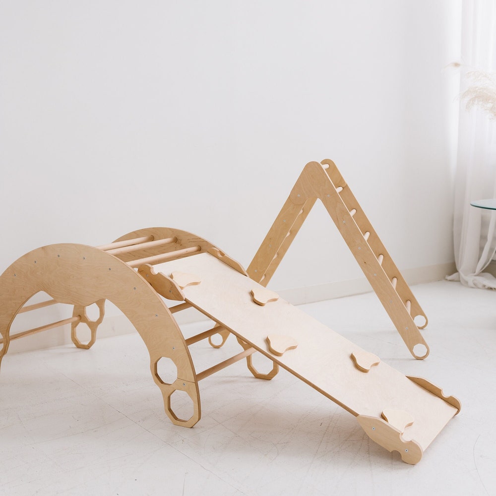 Climbing set, Arch with pillow, Foldable Montessori Climbing Triangle, Baby Indoor Playground, Toddler Gym Arch, Nursery Decor Gift